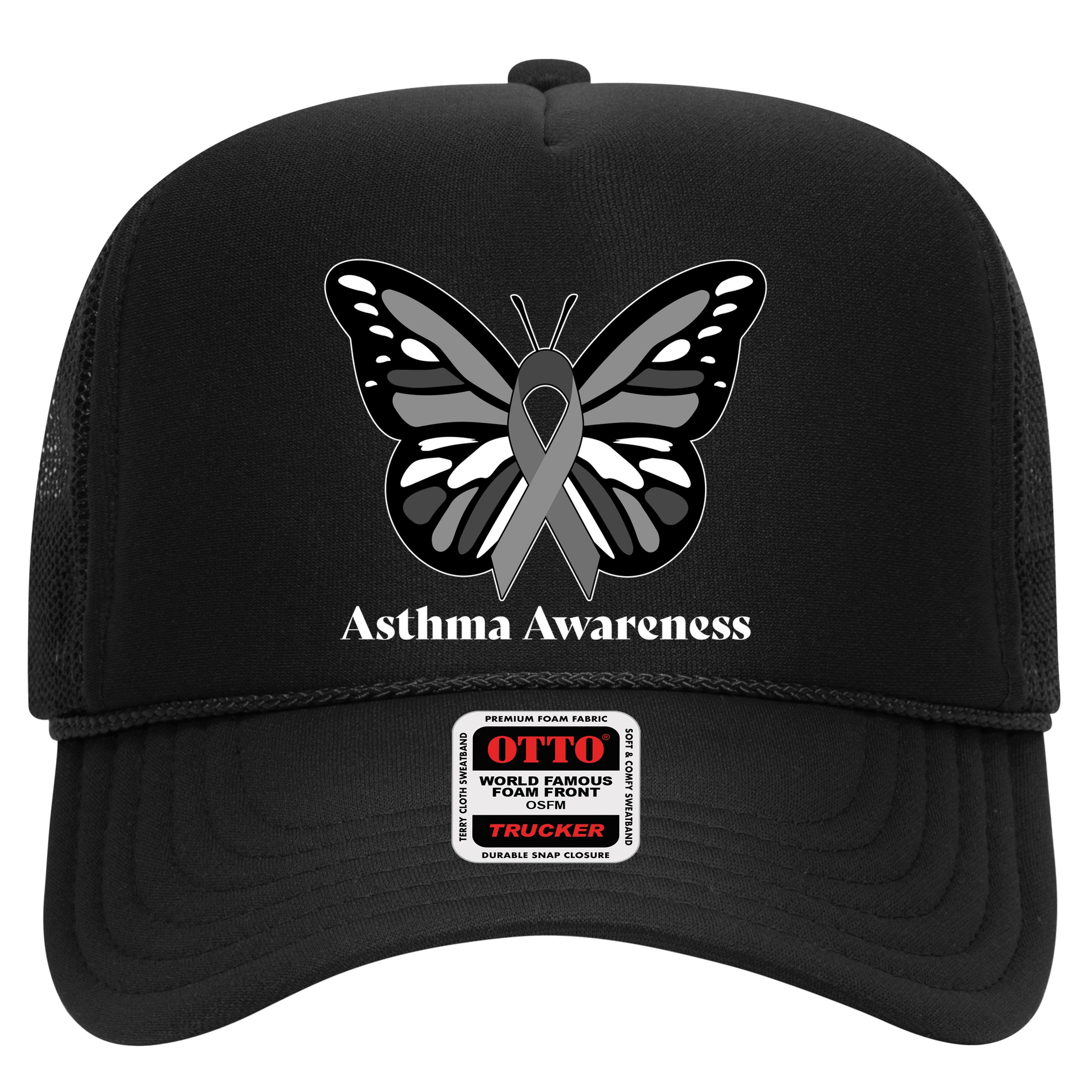 Asthma Awareness Gray Ribbon Butterfly Hat