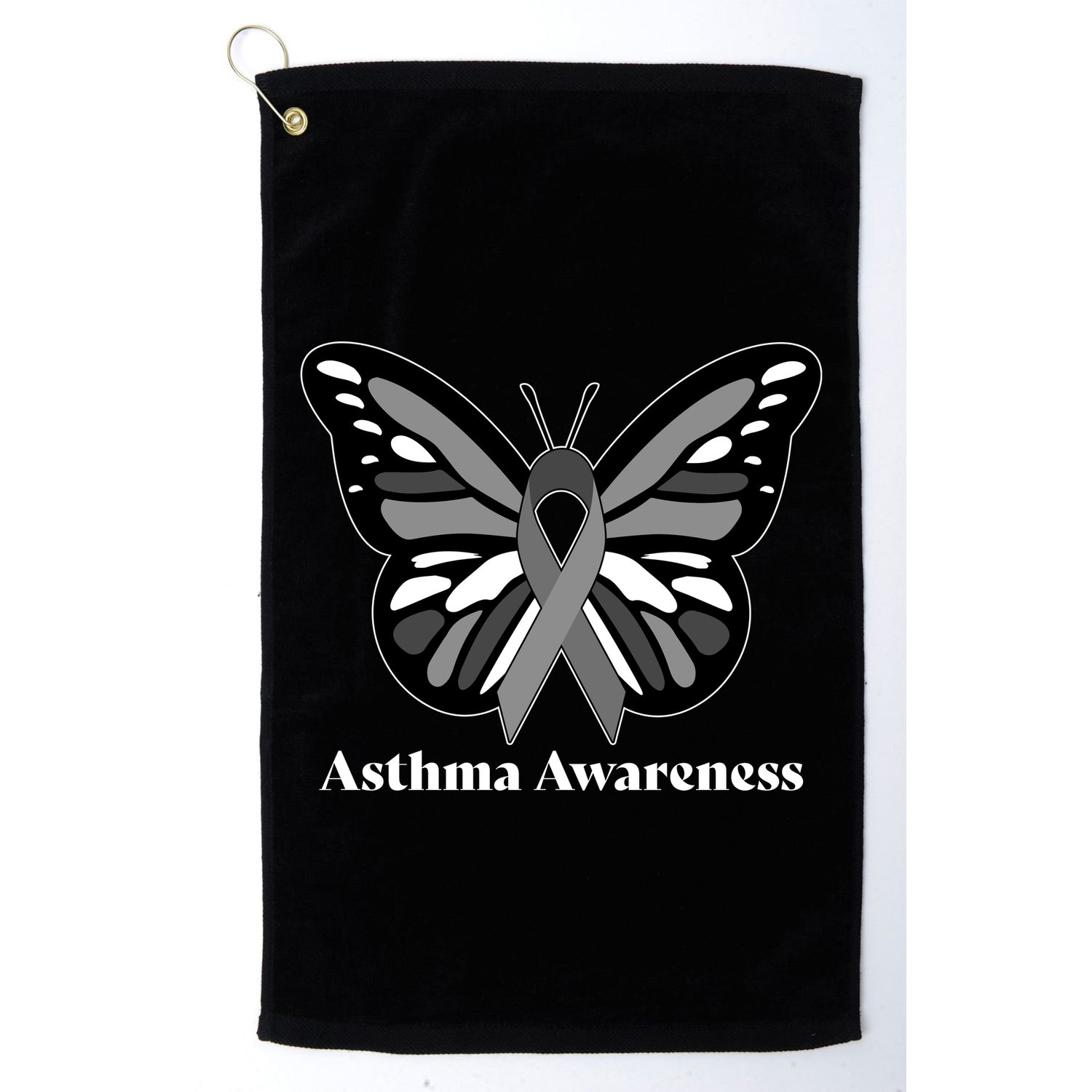 Asthma Awareness Gray Ribbon Butterfly Golf Towel