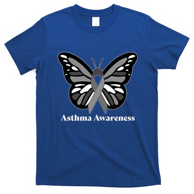 Asthma Awareness Gray Ribbon Butterfly T-Shirt