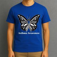 Asthma Awareness Gray Ribbon Butterfly T-Shirt