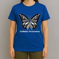 Asthma Awareness Gray Ribbon Butterfly T-Shirt