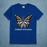 Asthma Awareness Gray Ribbon Butterfly T-Shirt