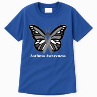 Asthma Awareness Gray Ribbon Butterfly Tall T-Shirt
