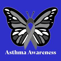 Asthma Awareness Gray Ribbon Butterfly Tall T-Shirt