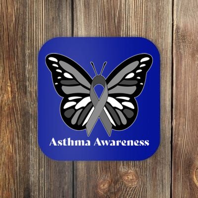 Asthma Awareness Gray Ribbon Butterfly Coaster