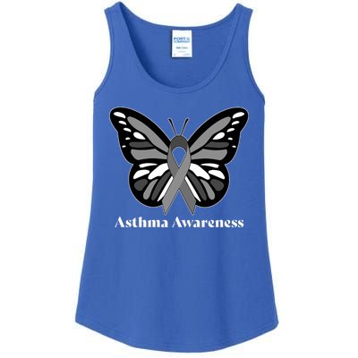 Asthma Awareness Gray Ribbon Butterfly Ladies Essential Tank