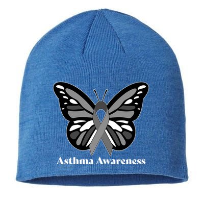 Asthma Awareness Gray Ribbon Butterfly Sustainable Beanie