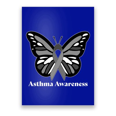 Asthma Awareness Gray Ribbon Butterfly Poster