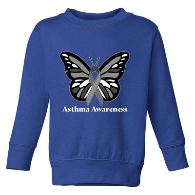 Asthma Awareness Gray Ribbon Butterfly Toddler Sweatshirt