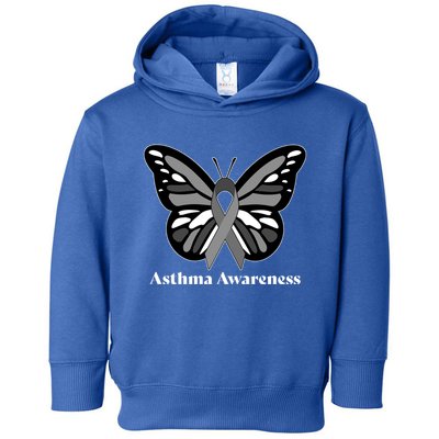 Asthma Awareness Gray Ribbon Butterfly Toddler Hoodie