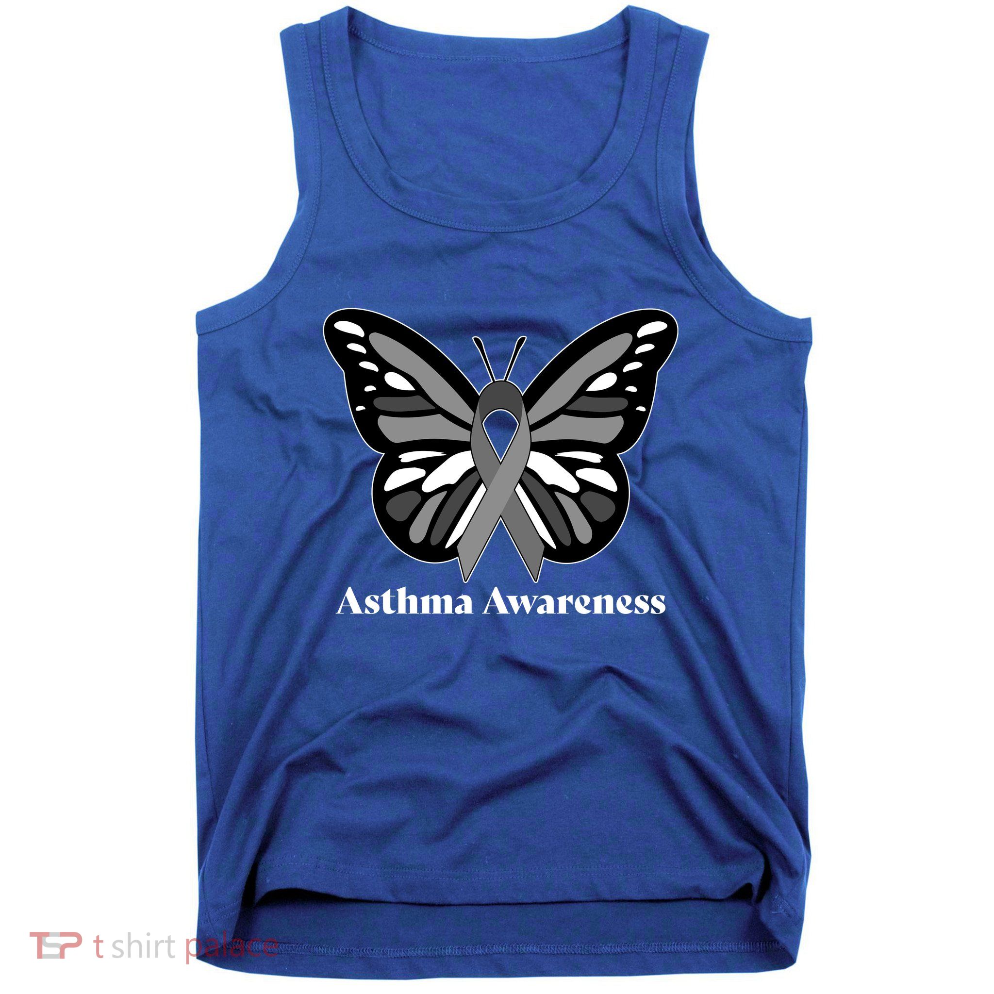 Asthma Awareness Gray Ribbon Butterfly Tank Top