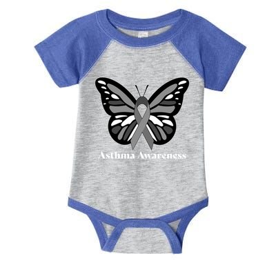 Asthma Awareness Gray Ribbon Butterfly Infant Baby Jersey Bodysuit