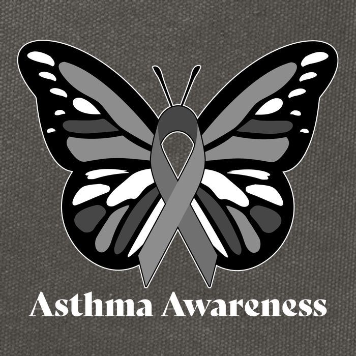 Asthma Awareness Gray Ribbon Butterfly Cotton Canvas Backpack