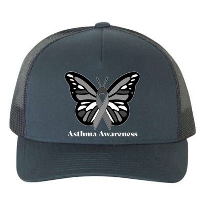 Asthma Awareness Gray Ribbon Butterfly Yupoong Adult 5-Panel Trucker Hat