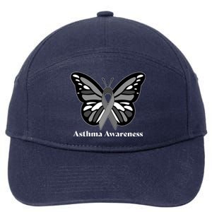 Asthma Awareness Gray Ribbon Butterfly 7-Panel Snapback Hat