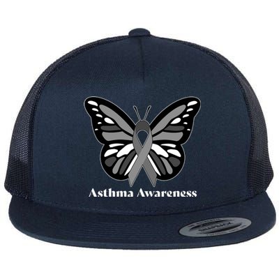 Asthma Awareness Gray Ribbon Butterfly Flat Bill Trucker Hat