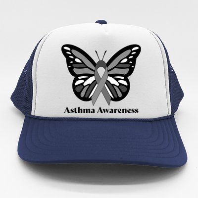 Asthma Awareness Gray Ribbon Butterfly Trucker Hat