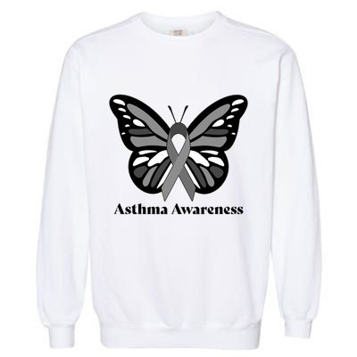 Asthma Awareness Gray Ribbon Butterfly Garment-Dyed Sweatshirt