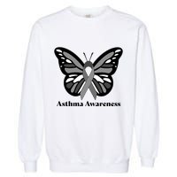 Asthma Awareness Gray Ribbon Butterfly Garment-Dyed Sweatshirt