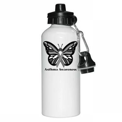 Asthma Awareness Gray Ribbon Butterfly Aluminum Water Bottle 