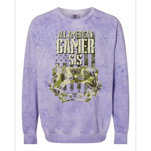 All American Gamer Sis 4th Of July Independence Day Gaming Gift Colorblast Crewneck Sweatshirt