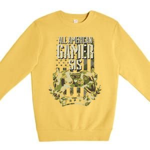 All American Gamer Sis 4th Of July Independence Day Gaming Gift Premium Crewneck Sweatshirt