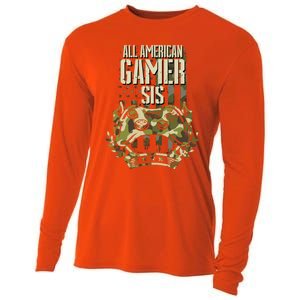 All American Gamer Sis 4th Of July Independence Day Gaming Gift Cooling Performance Long Sleeve Crew