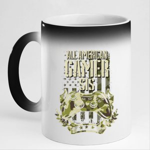 All American Gamer Sis 4th Of July Independence Day Gaming Gift 11oz Black Color Changing Mug