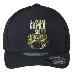 All American Gamer Sis 4th Of July Independence Day Gaming Gift Flexfit Unipanel Trucker Cap