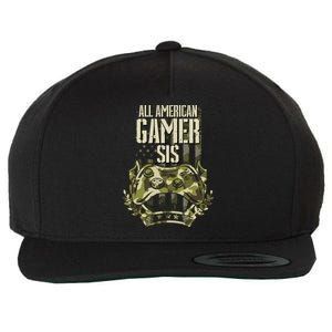 All American Gamer Sis 4th Of July Independence Day Gaming Gift Wool Snapback Cap