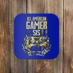 All American Gamer Sis 4th Of July Independence Day Gaming Gift Coaster