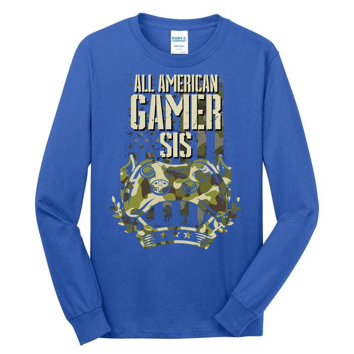 All American Gamer Sis 4th Of July Independence Day Gaming Gift Tall Long Sleeve T-Shirt