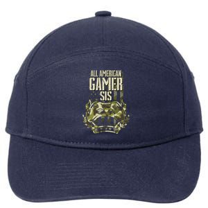 All American Gamer Sis 4th Of July Independence Day Gaming Gift 7-Panel Snapback Hat