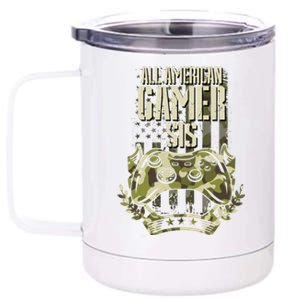 All American Gamer Sis 4th Of July Independence Day Gaming Gift 12 oz Stainless Steel Tumbler Cup