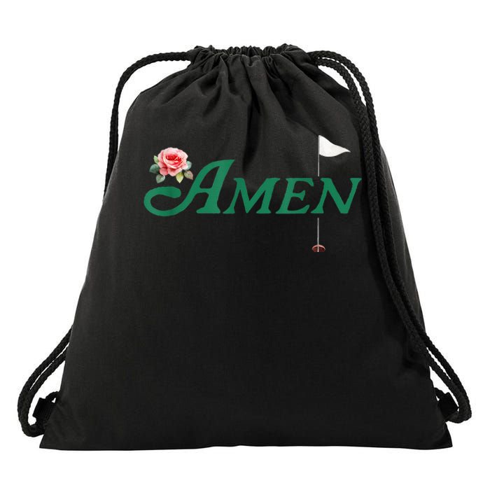 Amen Azalea Golf Masters Floral Golfing Enthusiast Drawstring Bag