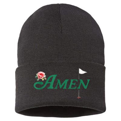 Amen Azalea Golf Masters Floral Golfing Enthusiast Sustainable Knit Beanie