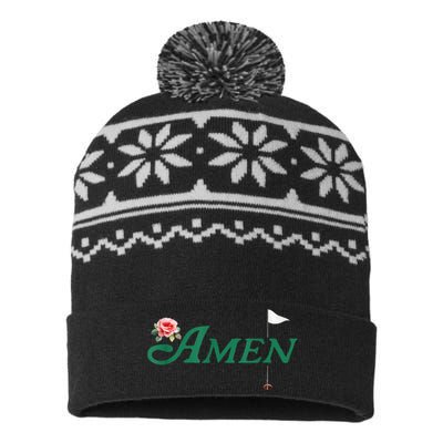 Amen Azalea Golf Masters Floral Golfing Enthusiast USA-Made Snowflake Beanie