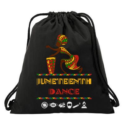 American African Girl Dance Juneteenth Drum Drawstring Bag