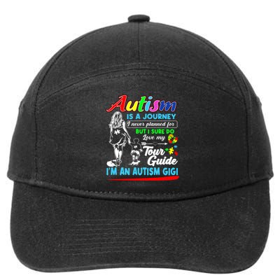 Autism Awareness Gigi Autism Is A Journey Gift 7-Panel Snapback Hat