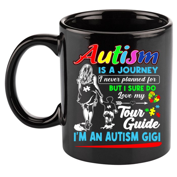 Autism Awareness Gigi Autism Is A Journey Gift 11oz C Handle Ceramic Mug