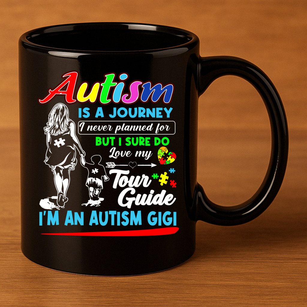 Autism Awareness Gigi Autism Is A Journey Gift 11oz C Handle Ceramic Mug