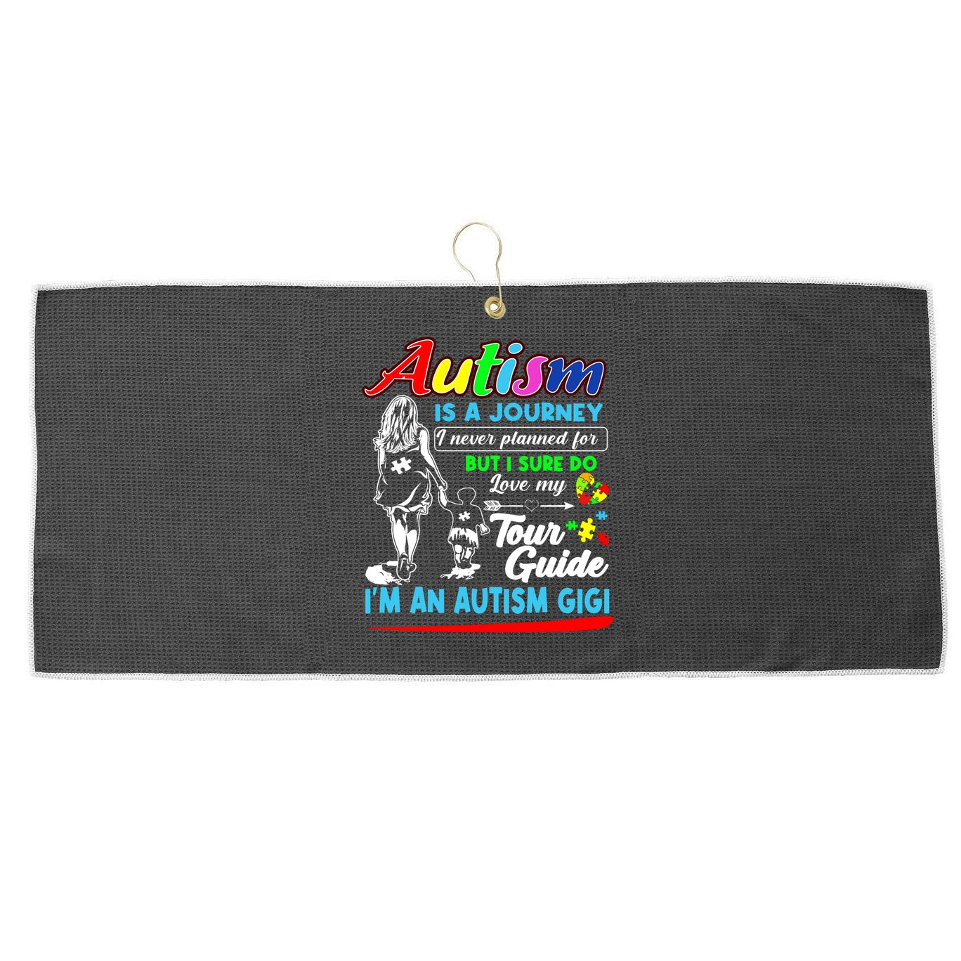 Autism Awareness Gigi Autism Is A Journey Gift Large Microfiber Waffle Golf Towel