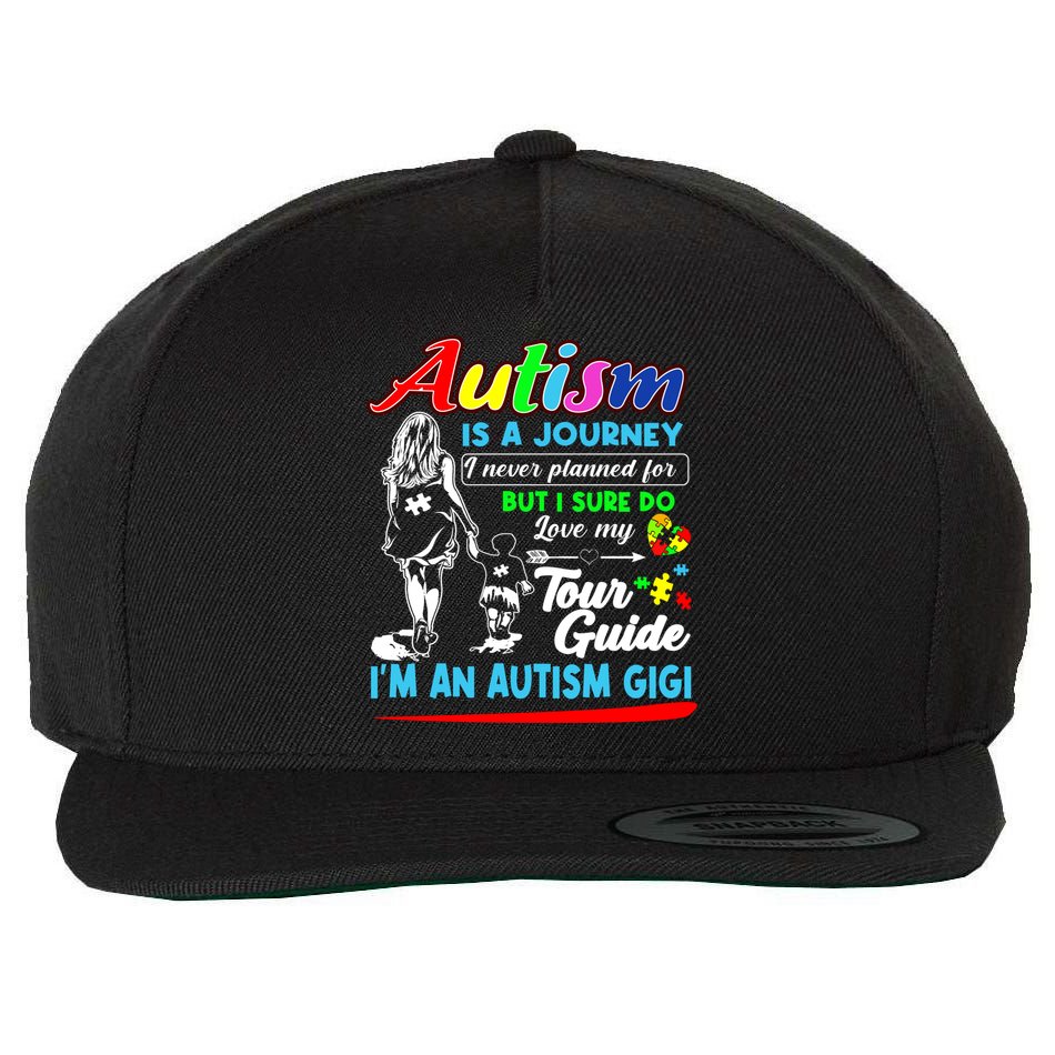 Autism Awareness Gigi Autism Is A Journey Gift Wool Snapback Cap