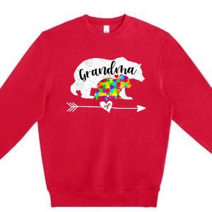 Autism Awareness Grandma Bear Support Autistic Adults Wo Premium Crewneck Sweatshirt