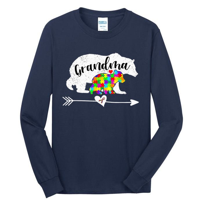 Autism Awareness Grandma Bear Support Autistic Adults Wo Tall Long Sleeve T-Shirt