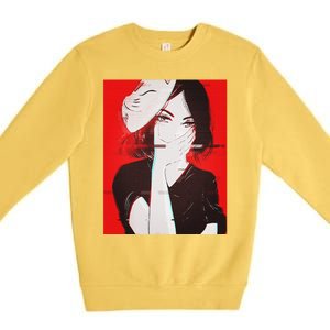 Anime Aesthetic Girl Japanese Gothic Waifu Premium Crewneck Sweatshirt