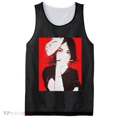Anime Aesthetic Girl Japanese Gothic Waifu Mesh Reversible Basketball Jersey Tank