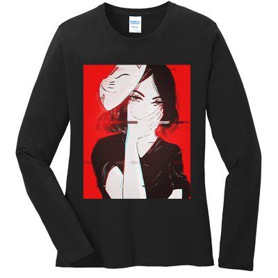 Anime Aesthetic Girl Japanese Gothic Waifu Ladies Long Sleeve Shirt