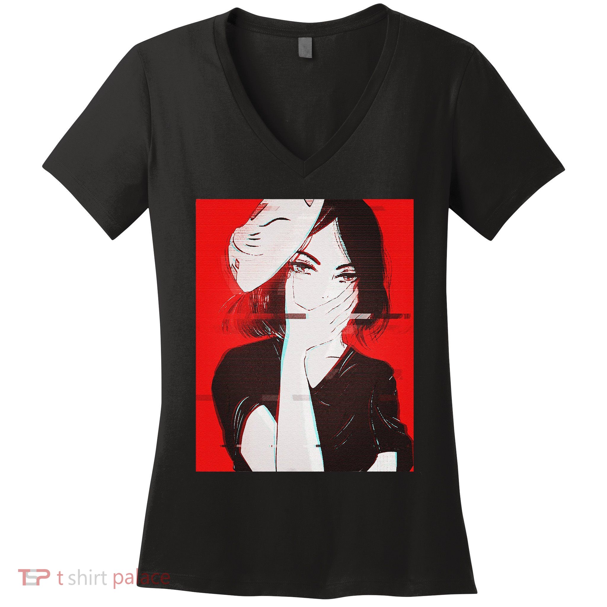 Anime Aesthetic Girl Japanese Gothic Waifu Women's V-Neck T-Shirt