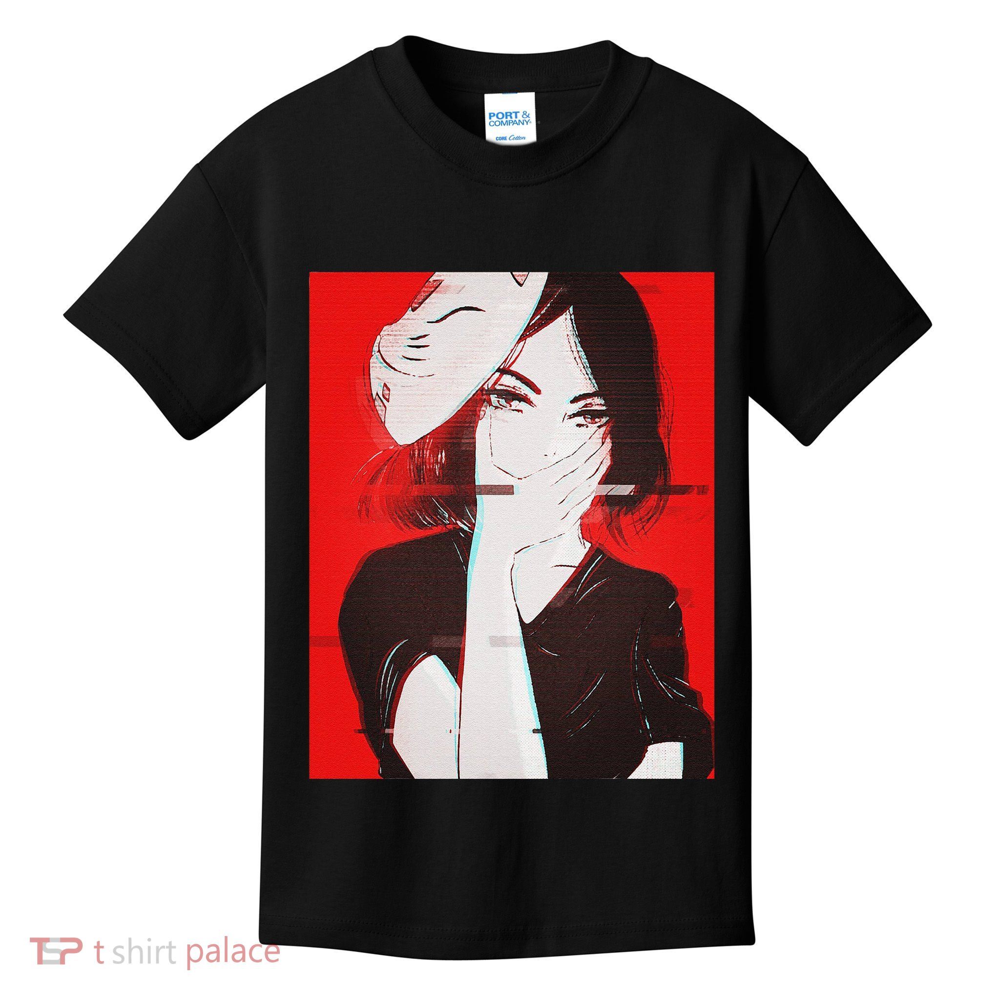 Anime Aesthetic Girl Japanese Gothic Waifu Kids T-Shirt